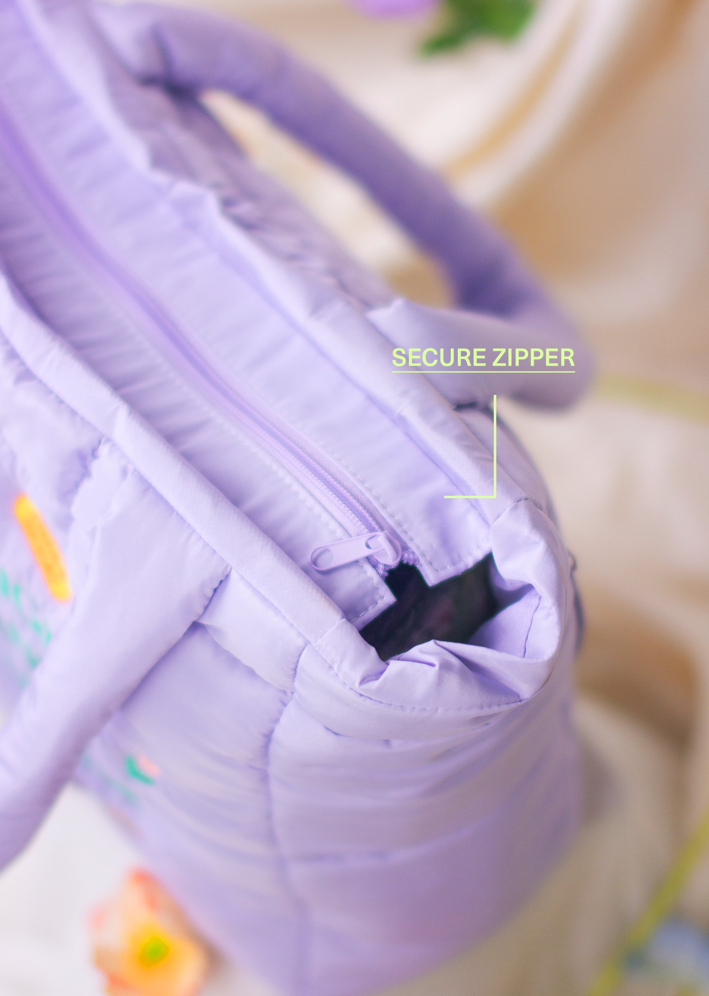 The Weight of My Expectations Puffer Tote Bag - Lilac