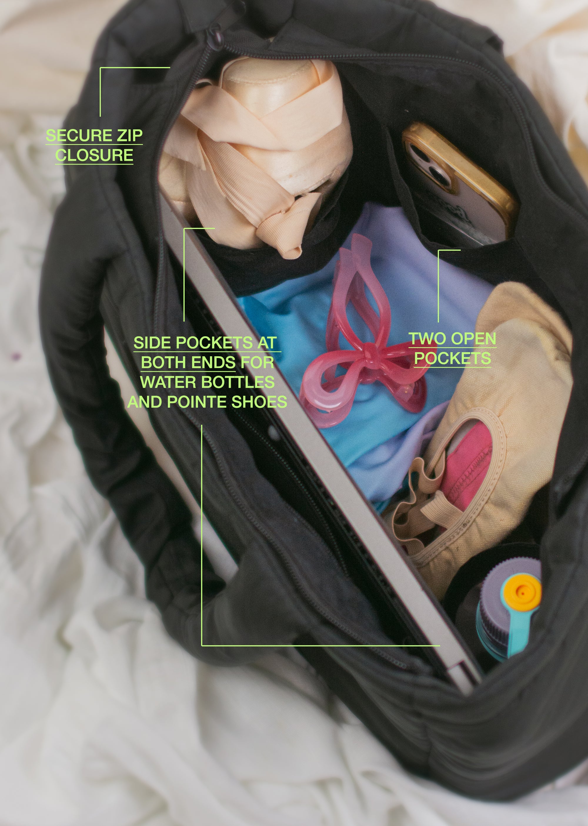 The Weight of My Expectations Puffer Tote Bag - Black