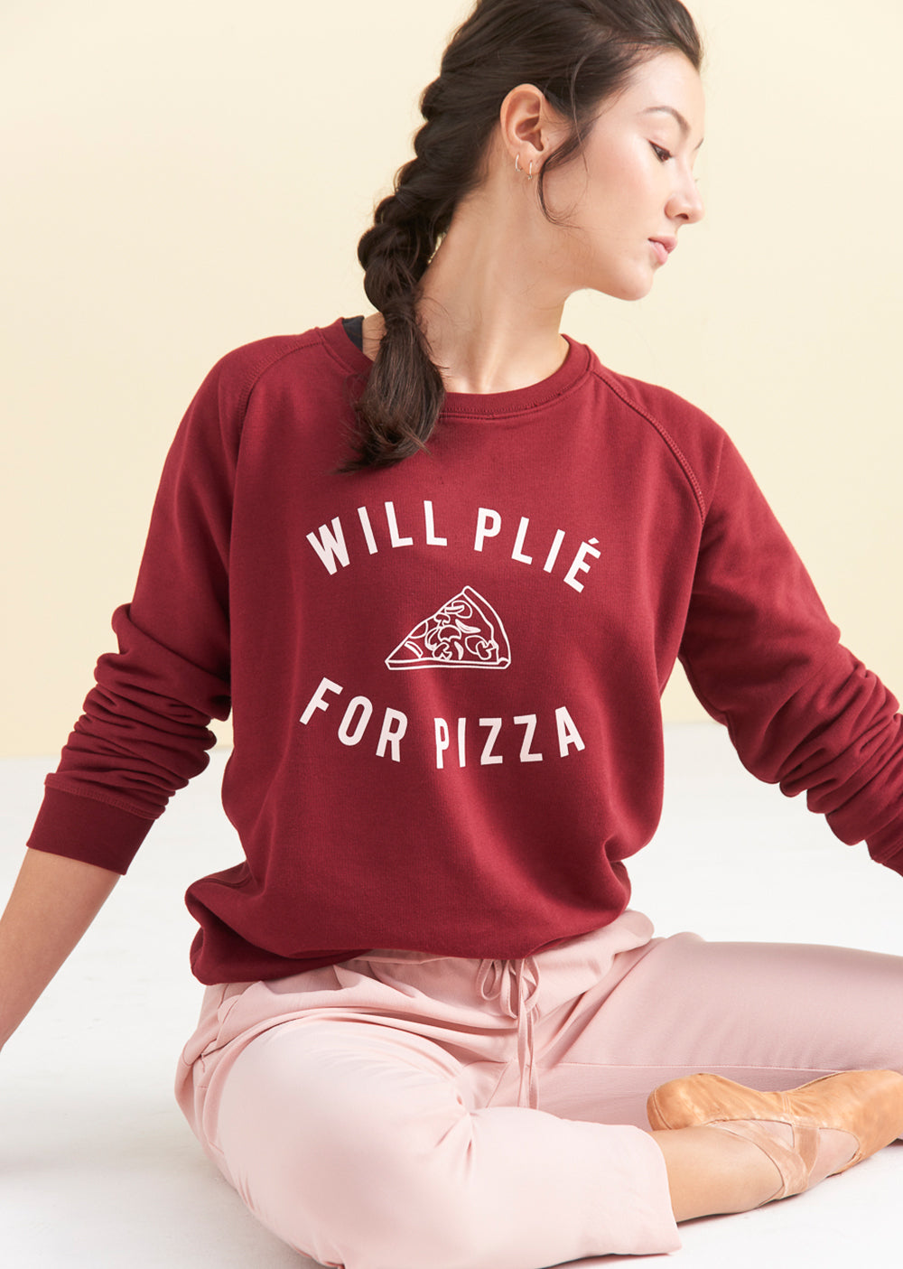 The Plie for Pizza Sweater - Ethical dancewear and ballet clothing by Cloud and Victory