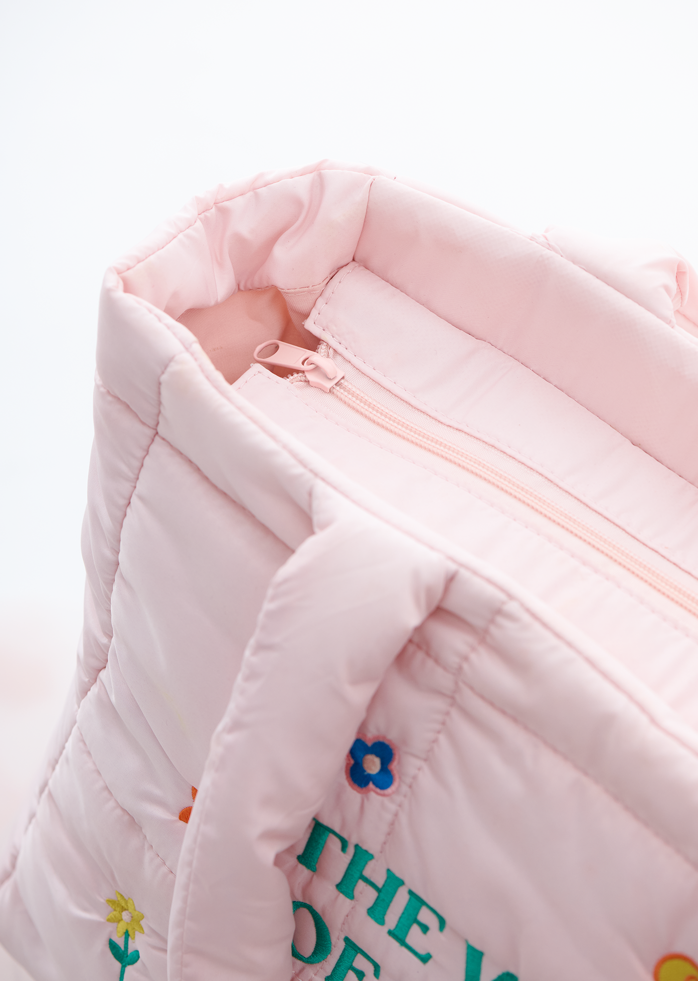 The Weight of My Expectations Puffer Tote Bag - Blush Pink