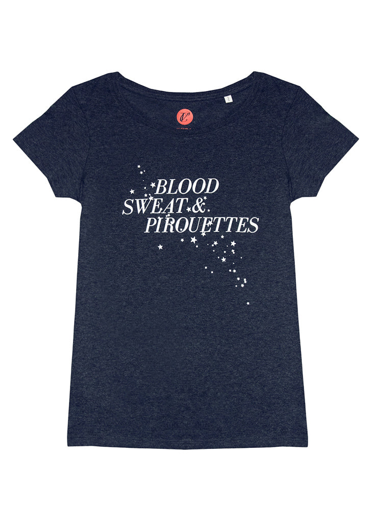 The Pirouettes Tee - Navy - Ethical dancewear and ballet clothing by Cloud and Victory