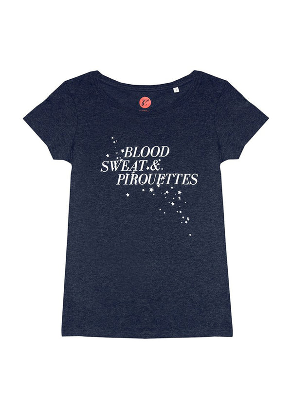 The Pirouettes Tee - Navy - Ethical dancewear and ballet clothing by Cloud and Victory