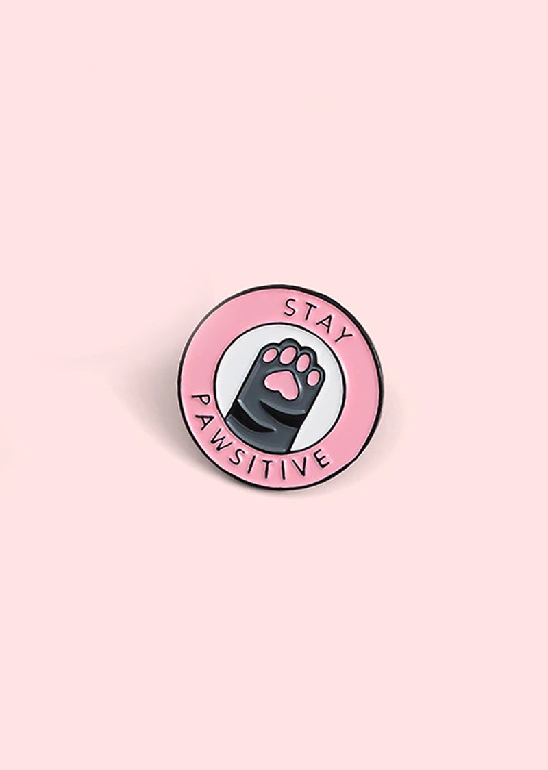 Stay Pawsitive Cat Pin - Cloud & Victory
